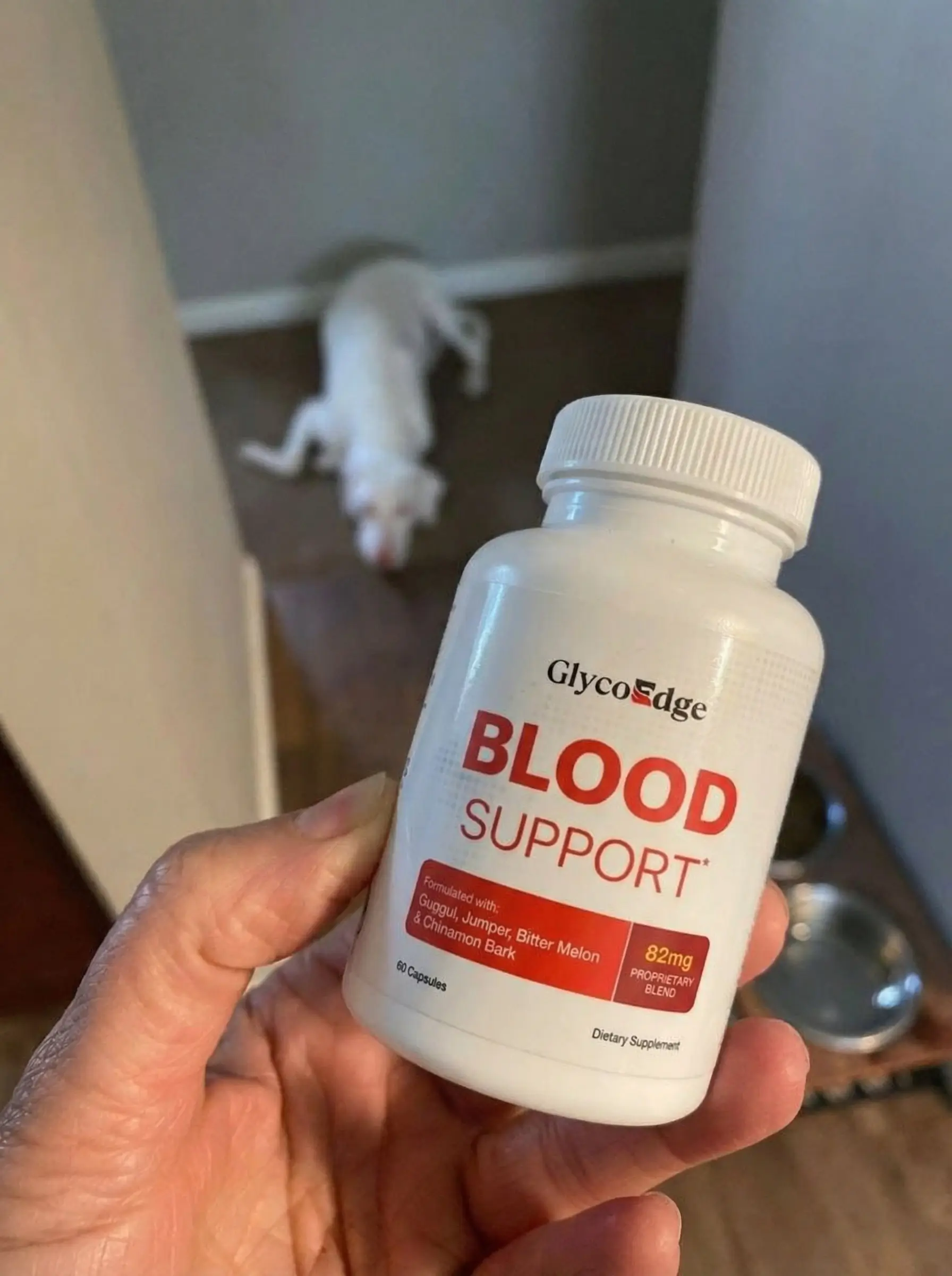 Patricia W. showing her GlycoEdge bottle